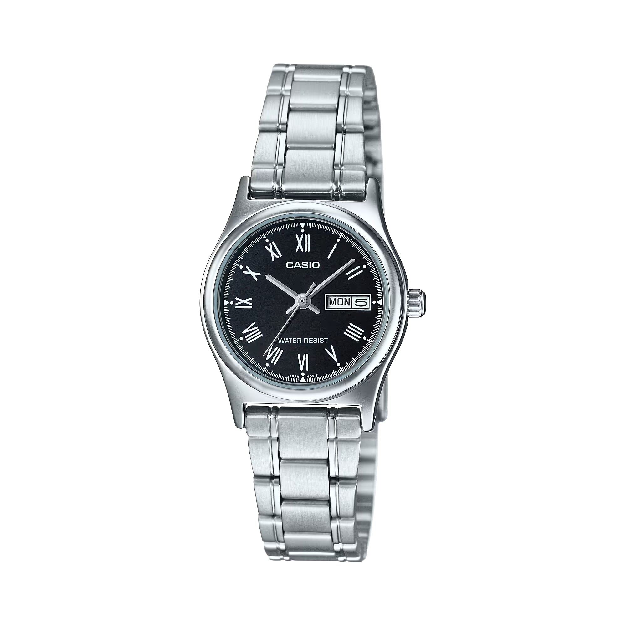 Casio Women Black Dial Analog Watch with Day-Date Steel Bracelet - LTP-V006D-1BUDF