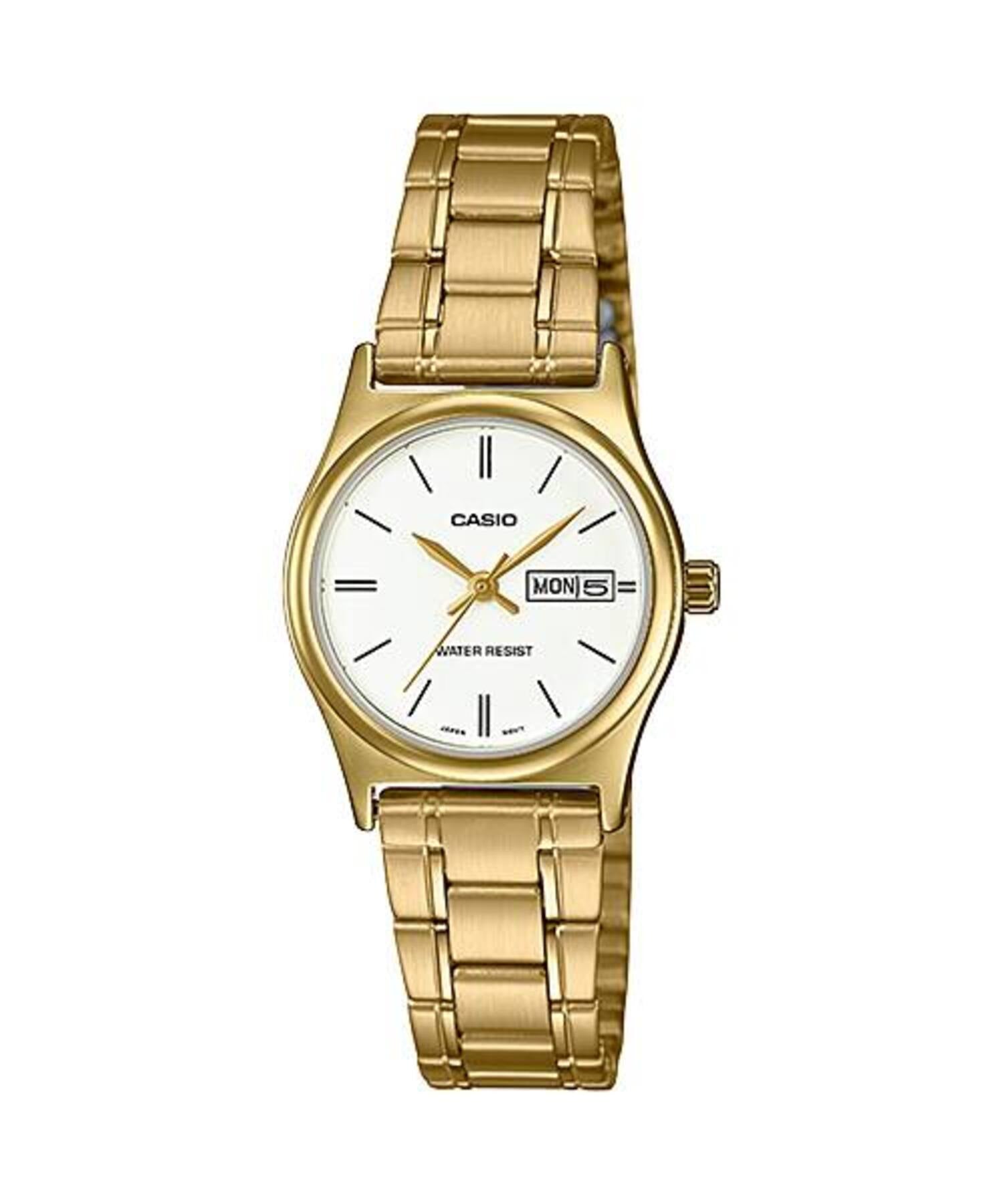 Casio Women Gold Stainless Steel Watch with White Dial - LTP-V006G-7BUDF