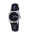 Casio Women Black Leather Strap Watch with Black Dial - LTP-V006L-1B2UDF