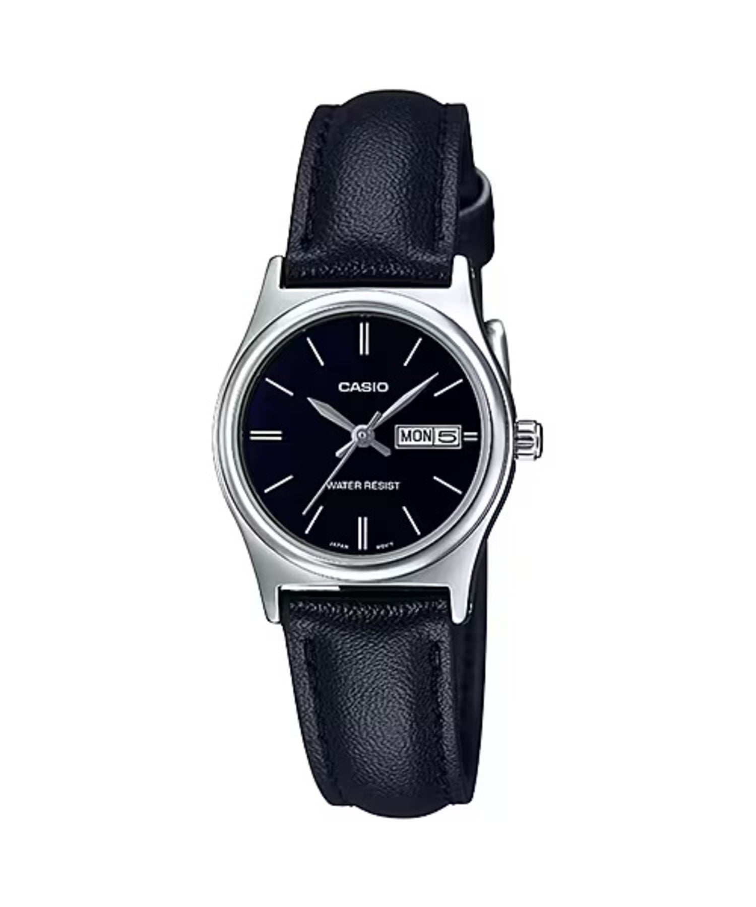 Casio Women Black Leather Strap Watch with Black Dial - LTP-V006L-1B2UDF