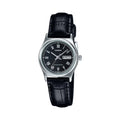 Casio Women Black Leather Strap Black Dial Analog Watch - LTP-V006L-1BUDF