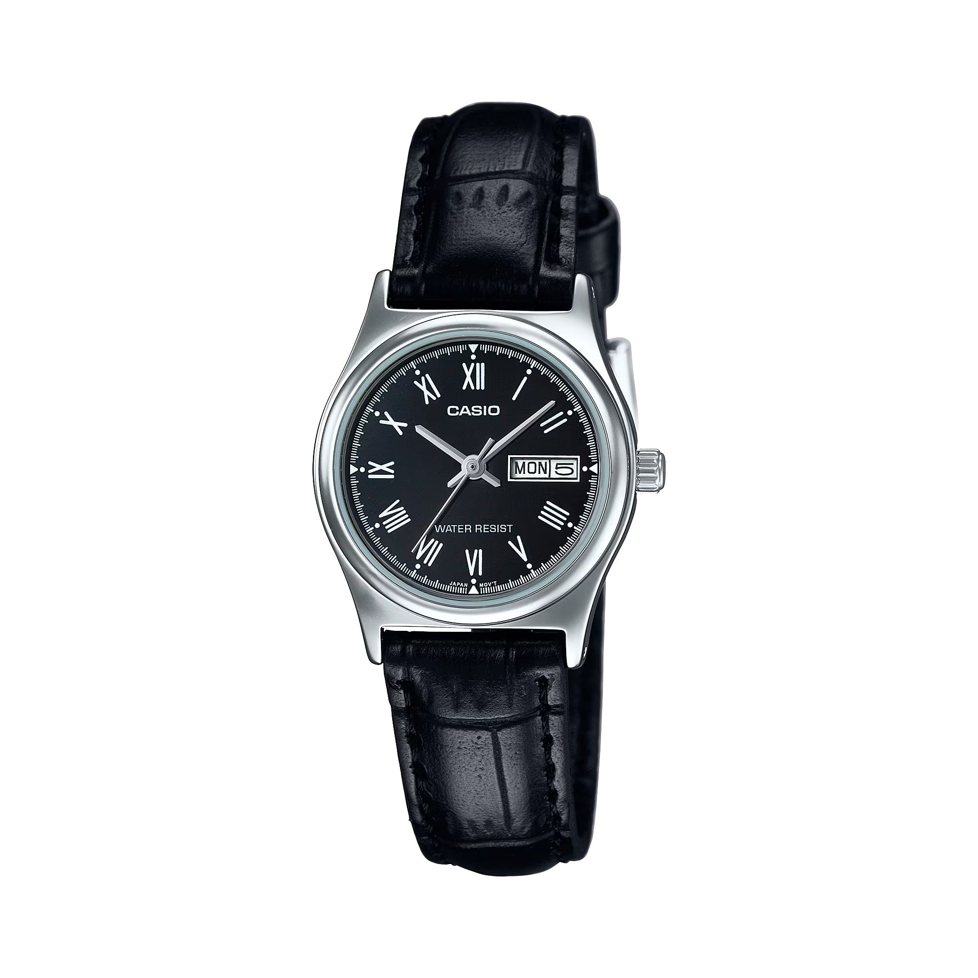 Casio Women Black Leather Strap Black Dial Analog Watch - LTP-V006L-1BUDF