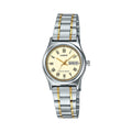 Casio Women Cream Dial Two-Tone Stainless Steel Bracelet Watch - LTP-V006SG-9BUDF