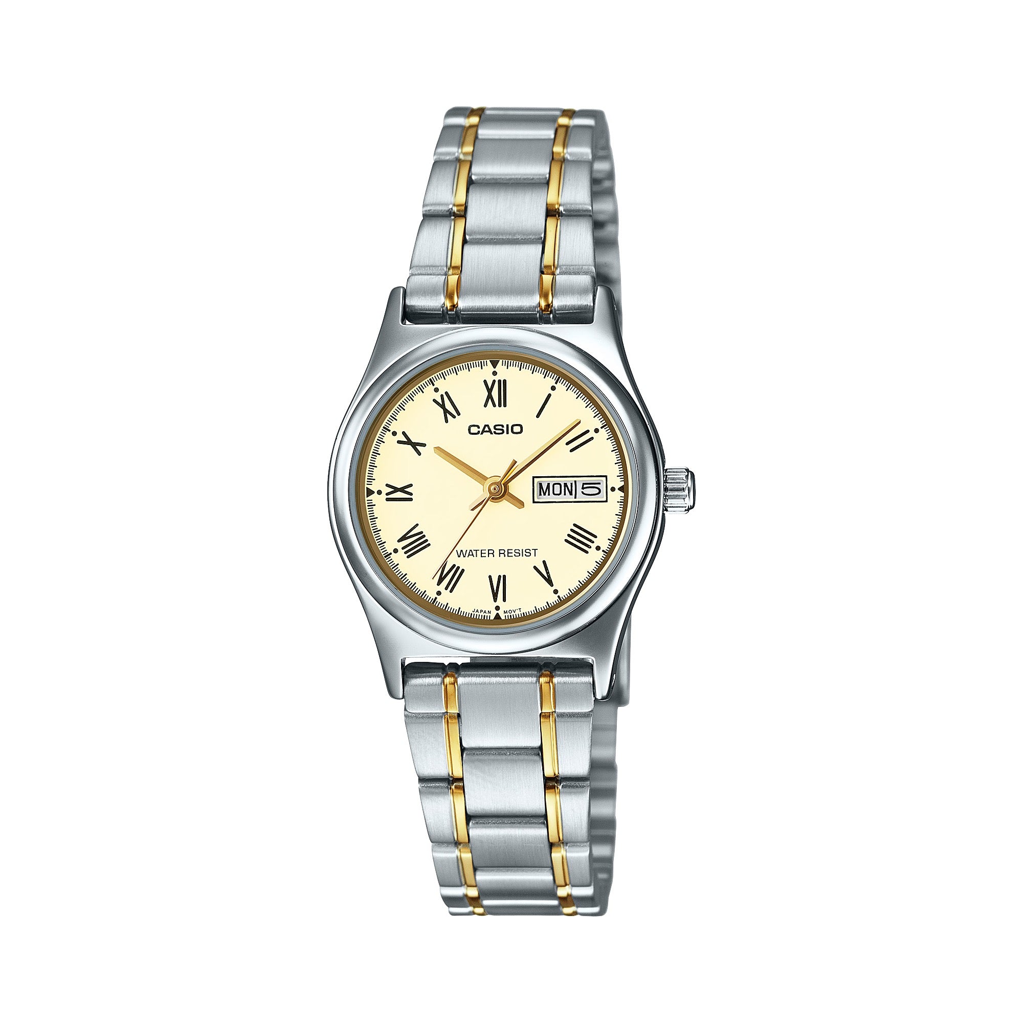 Casio Women Cream Dial Two-Tone Stainless Steel Bracelet Watch - LTP-V006SG-9BUDF