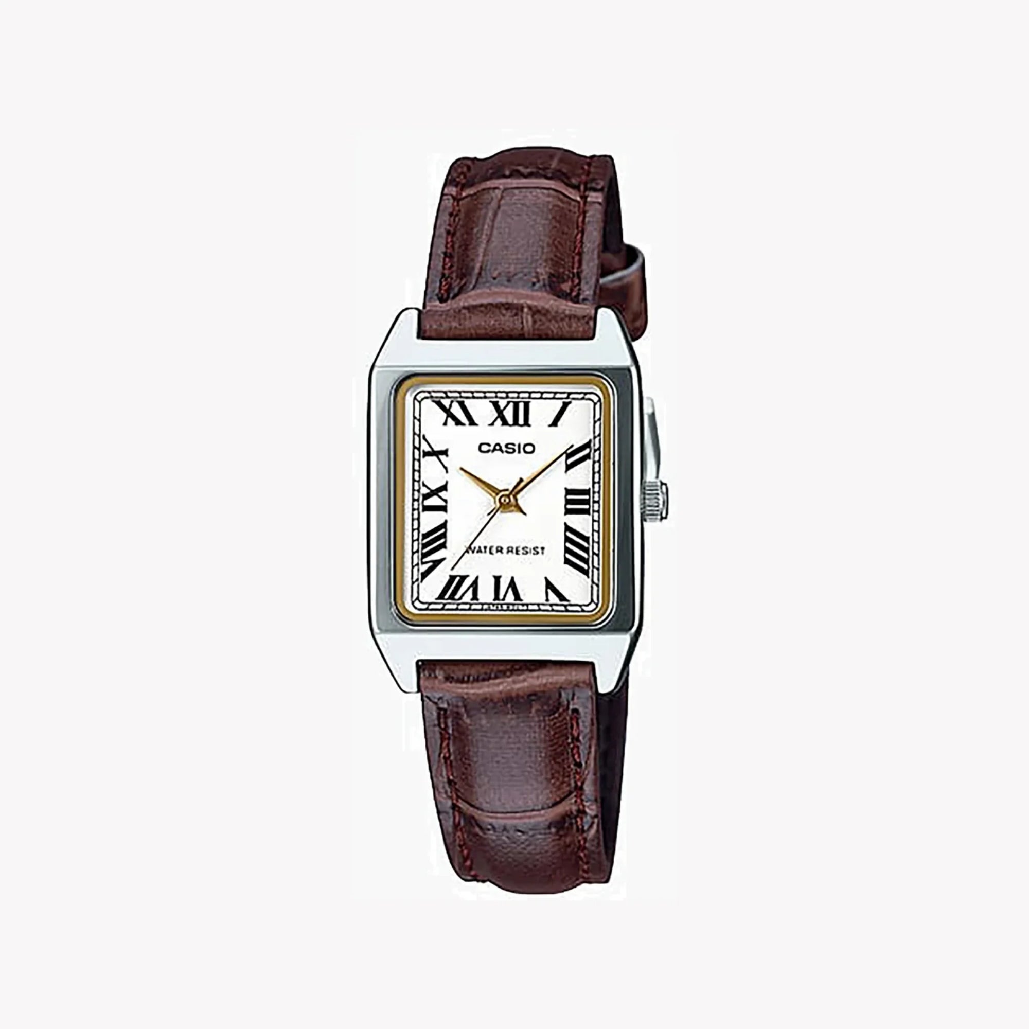 Casio Women Brown Analog Watch with White Dial - LTP-V007L-7B2UDF