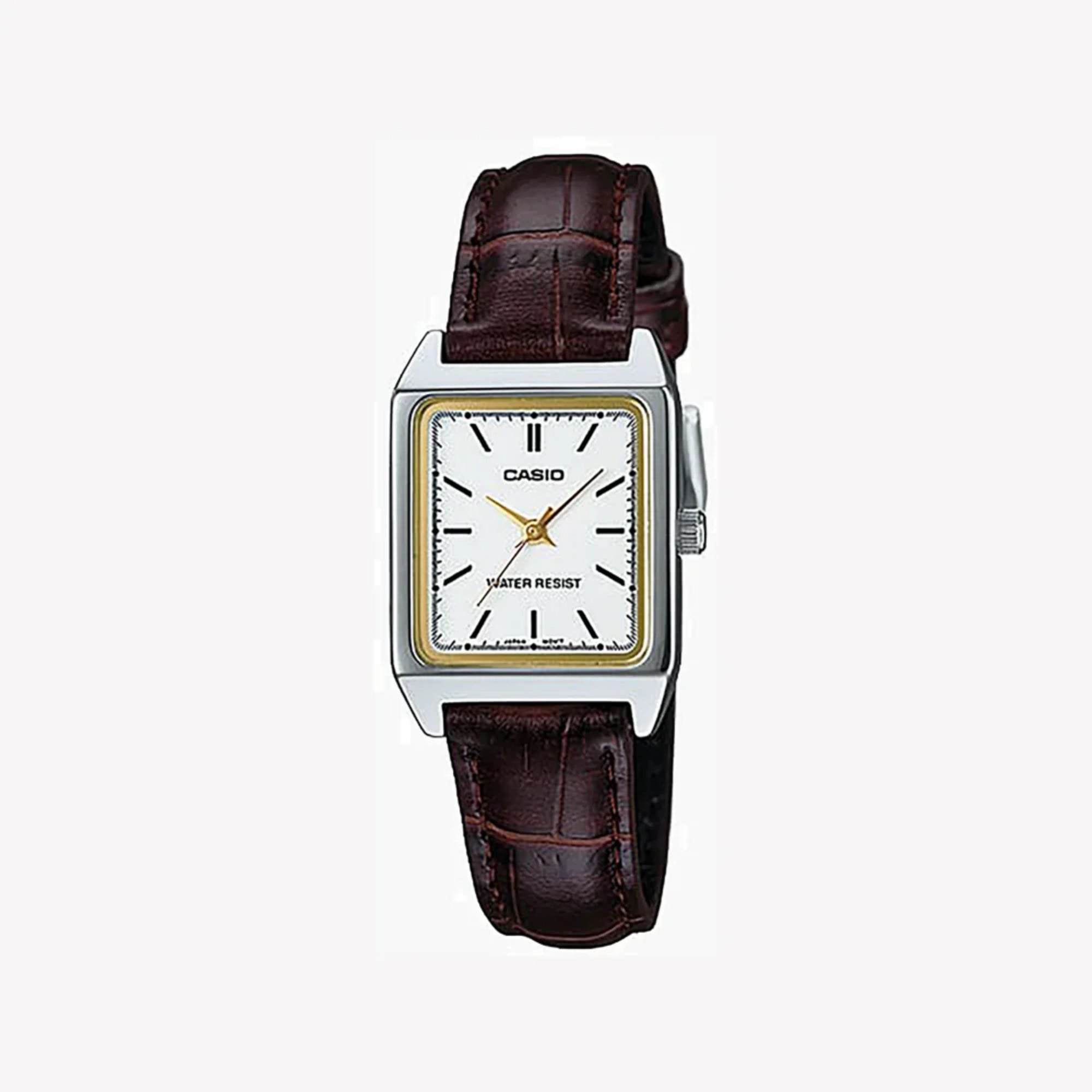 Casio Women Brown Analog Watch with White Dial - LTP-V007L-7E2UDF