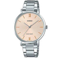 Casio Women Silver Bracelet Analog Watch with Blush Dial - LTP-VT01D-2BUDF
