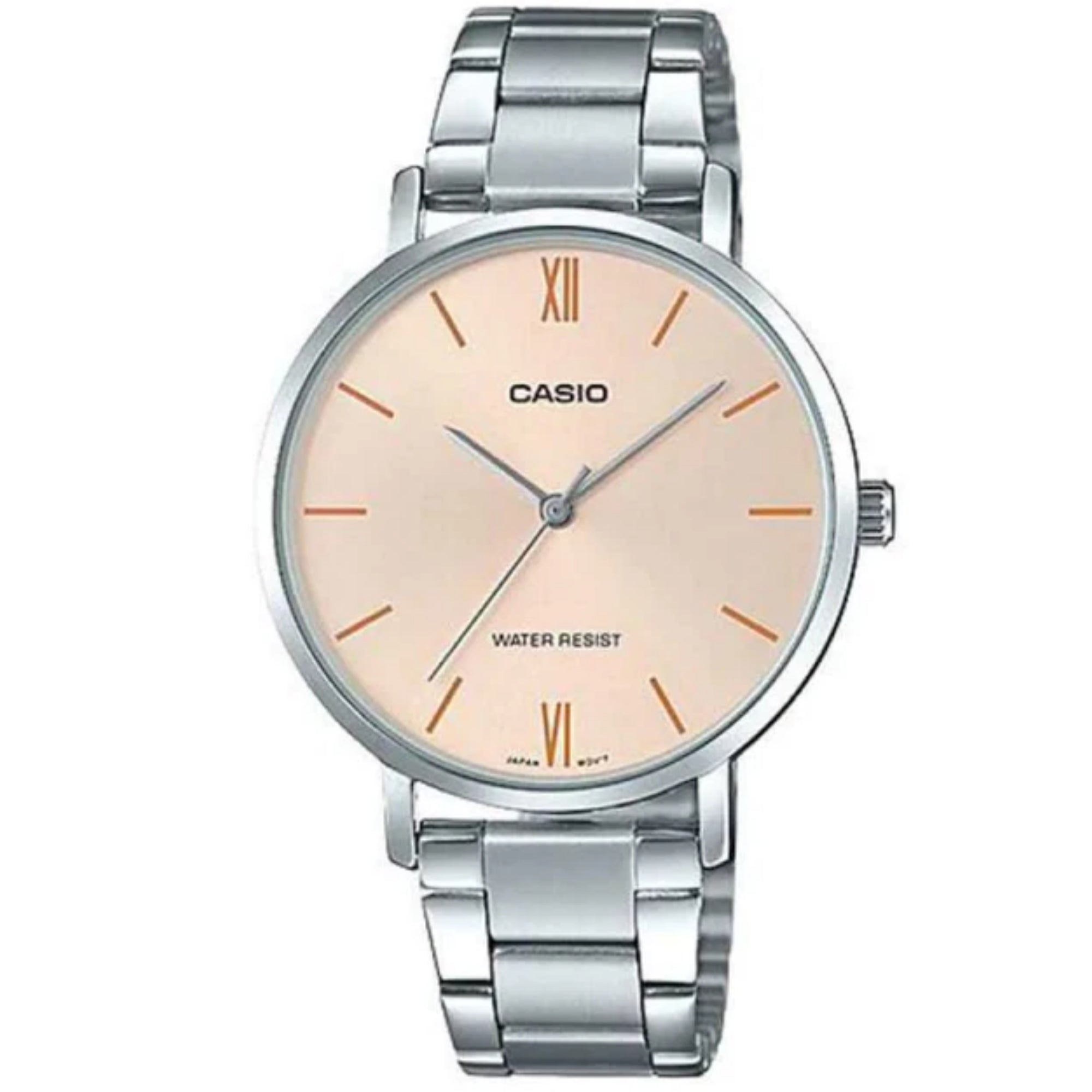 Casio Women Silver Bracelet Analog Watch with Blush Dial - LTP-VT01D-2BUDF