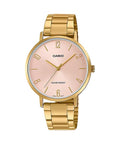 Casio Women Pink Dial Gold Tone Stainless Steel Bracelet Watch - LTP-VT01G-4BUDF