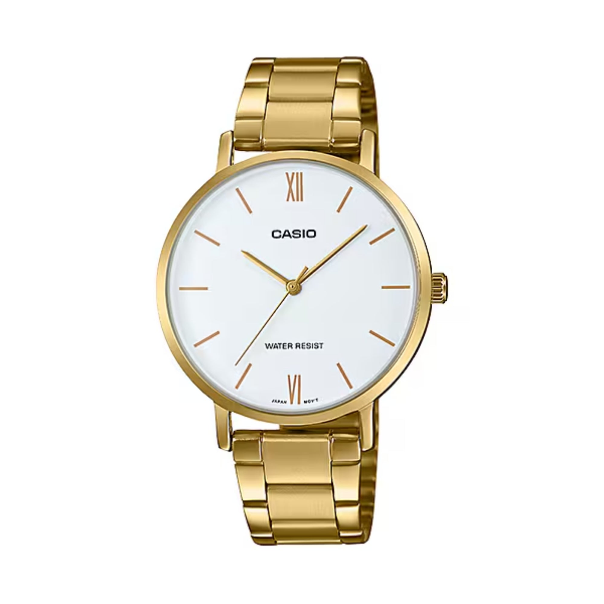 Casio Women White Dial Analog Watch Gold Tone Bracelet - LTP-VT01G-7BUDF