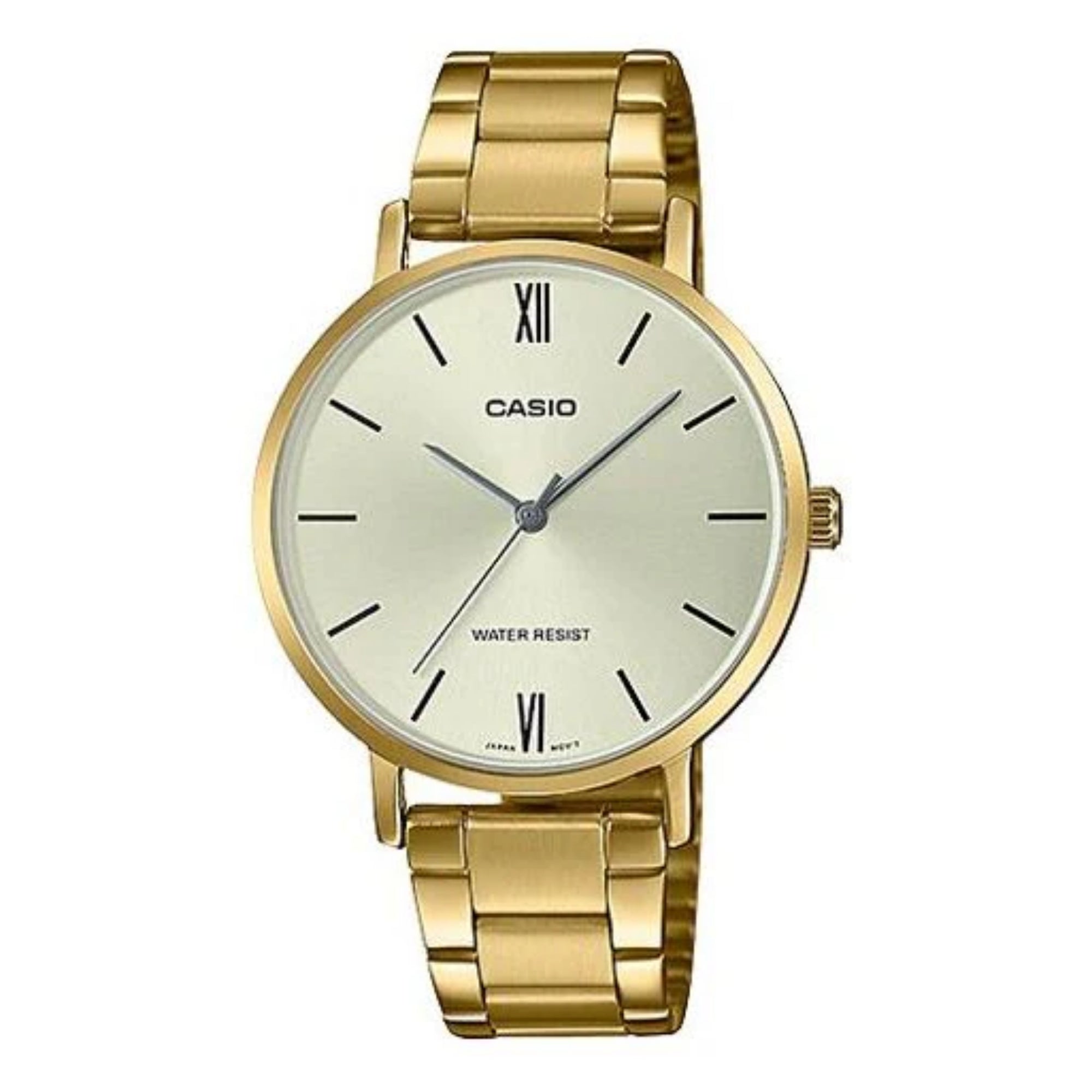 Casio Women Gold Stainless Steel Analog Watch with Champagne Dial - LTP-VT01G-9BUDF