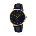 Casio Women Black Leather Strap Analog Watch with Gold Case - LTP-VT01GL-1BUDF