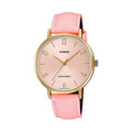 Casio Women Pink Leather Strap Analog Watch with Gold Case -LTP-VT01GL-4BUDF