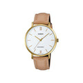 Casio Women Tan Leather Strap Analog Watch with Gold Case - LTP-VT01GL-7BUDF