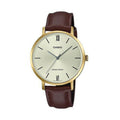 Casio Women Brown Leather Strap Analog Watch with Gold Case - LTP-VT01GL-9BUDF