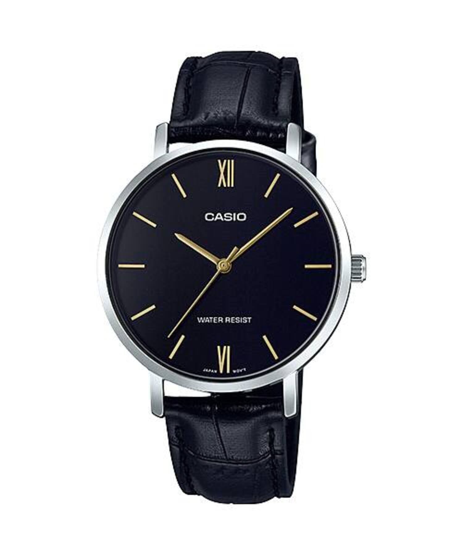 Casio Women Black Leather Strap Black Dial Watch - Casio_LTP_VT01L_1BUDF