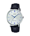 Casio Women White Dial Black Leather Strap Watch - LTP-VT01L-7B1UDF