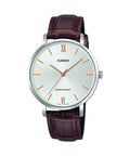 Casio Women Silver Dial Brown Leather Strap Watch - LTP-VT01L-7B2UDF