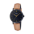 Casio Women Leather Strap Analog Watch Black Dial - LTP-VT02BL-1AUDF