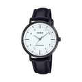 Casio Women Black Leather Strap White-Dial Watch - LTP-VT03BL-7BDF
