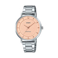 Casio Women Silver Watch with Pink Textured Dial - LTP-VT04D-4ADF
