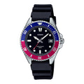 Casio Men Black Dial Pepsi Bezel Resin Strap Watch - MDV-10-1A2VDF