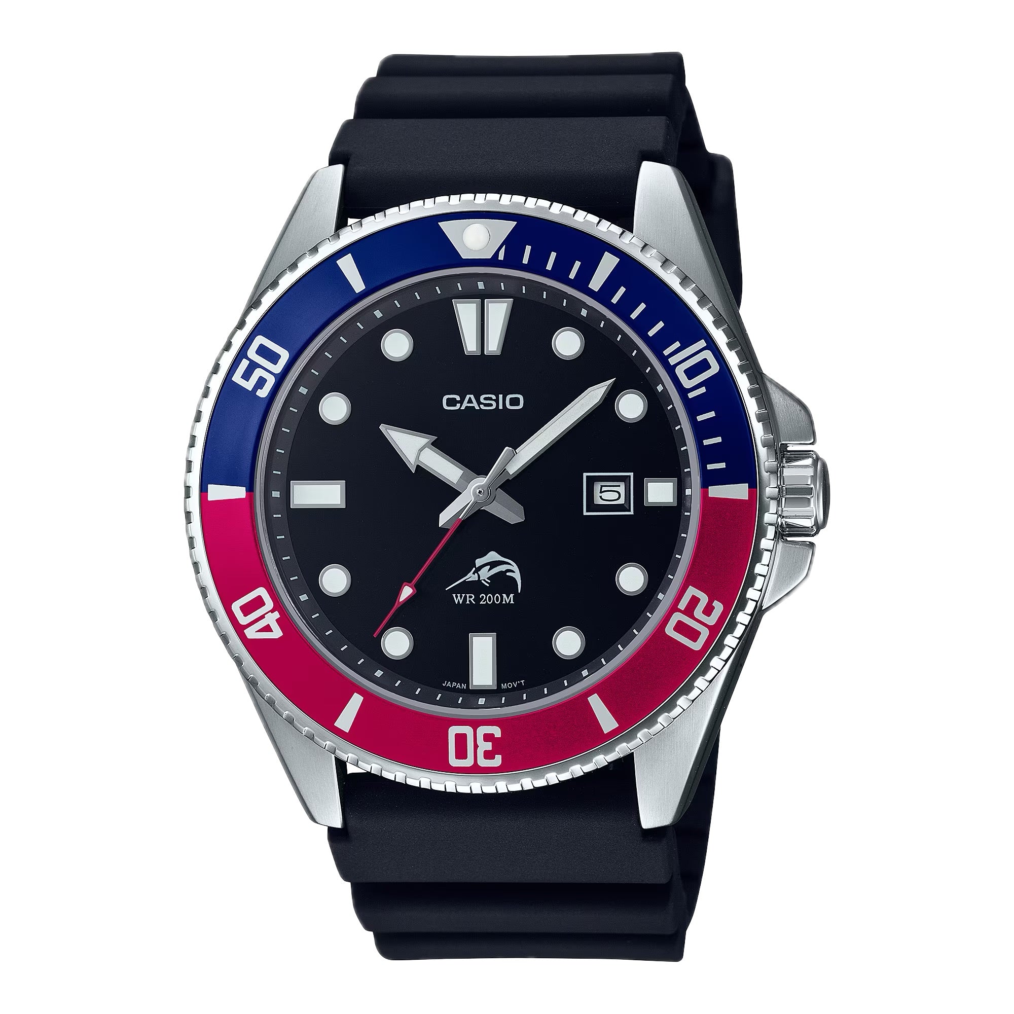 Casio Men Black and ÔPepsiÕ Bezel Dive Watch - MDV-106B-1A2VCF
