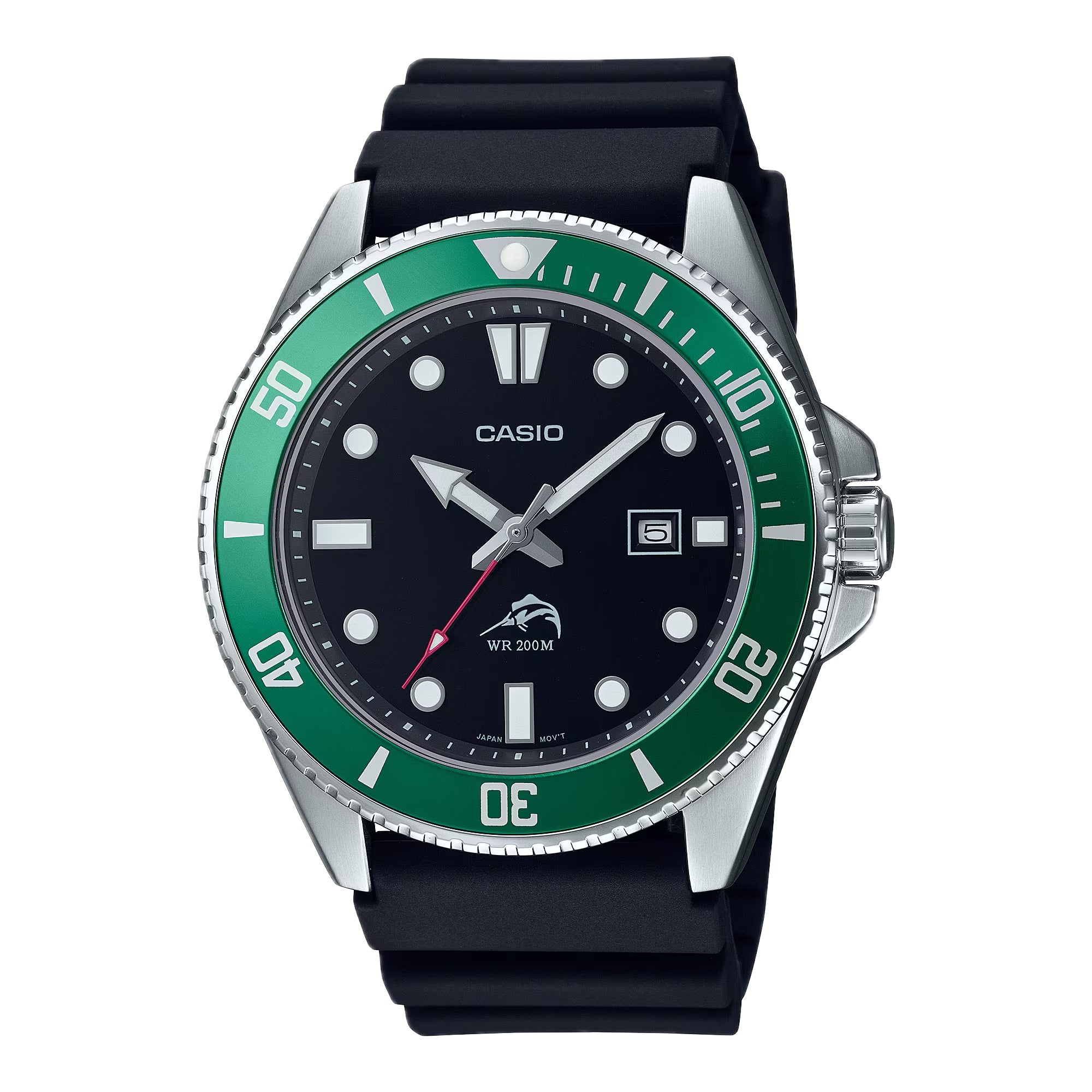 Casio Men Black and Green Bezel Dive Watch - MDV-106B-1A3VCF