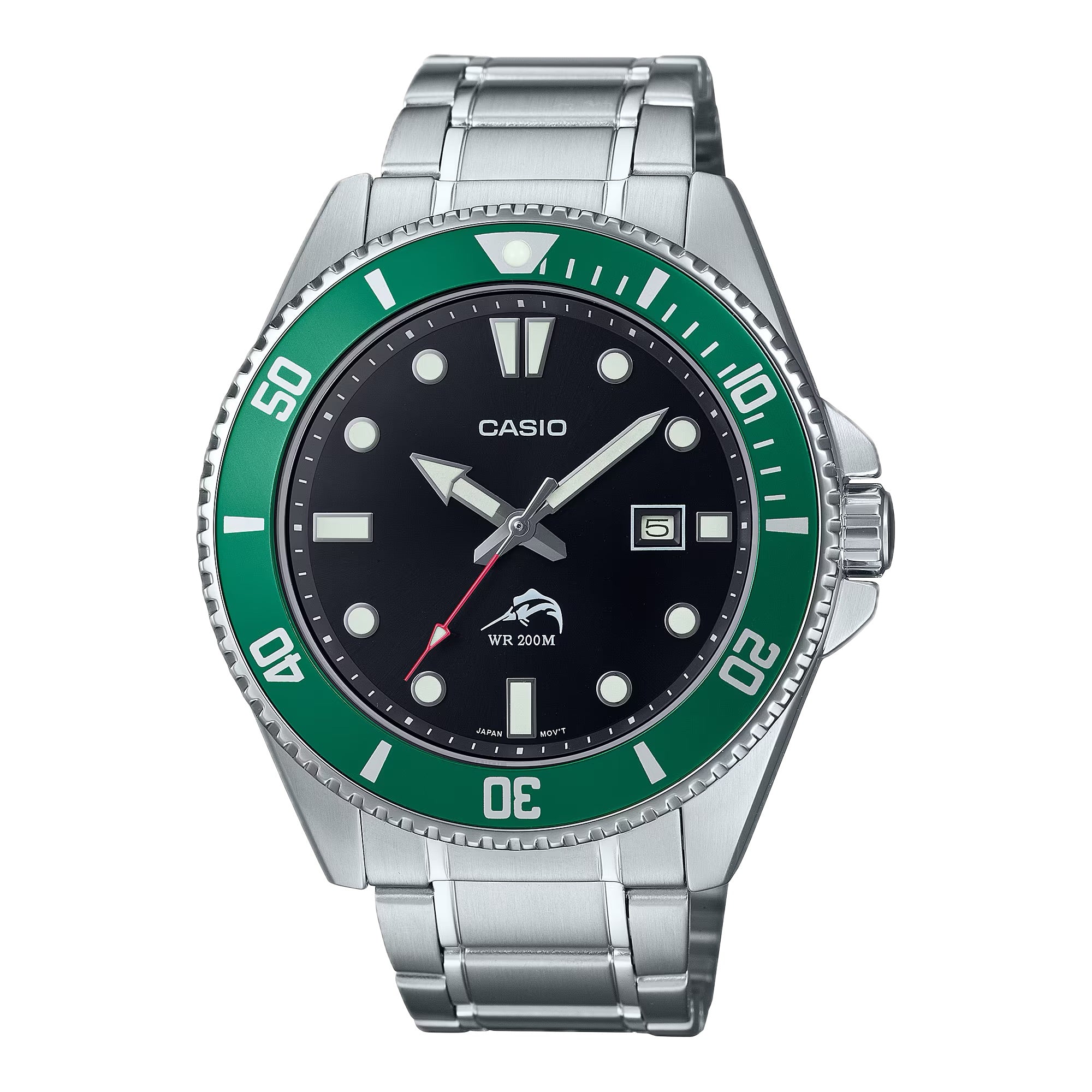 Casio Men Stainless Steel Dive Watch with Black and Green Accents - MDV-106DD-1A3VCF