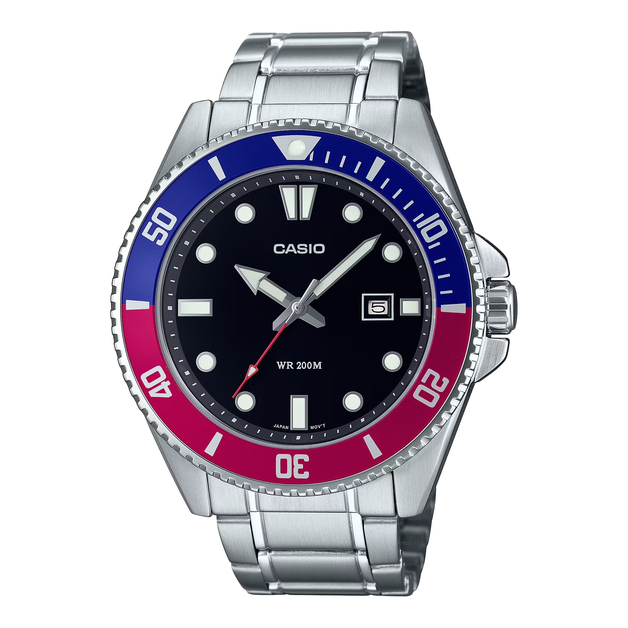 Casio Men Stainless Steel and ÔPepsiÕ Bezel Dive Watch - MDV-107D-1A3VDF