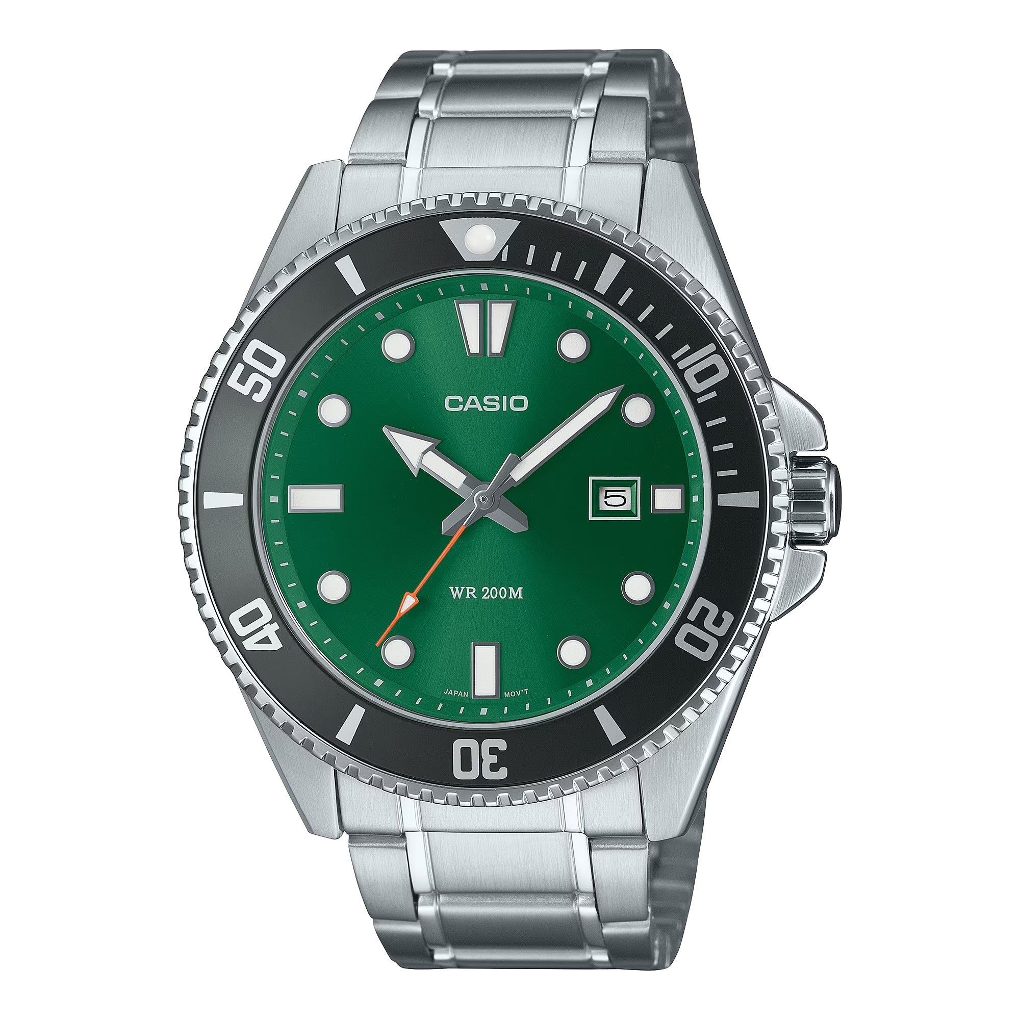 Casio Men Green Dial Stainless Steel Analog Dive Watch - MDV-107D-3A2VDF