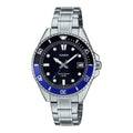 Casio Men Stainless Steel Watch with Black Dial and Black-Blue Bezel - MDV-10D-1A2VDF