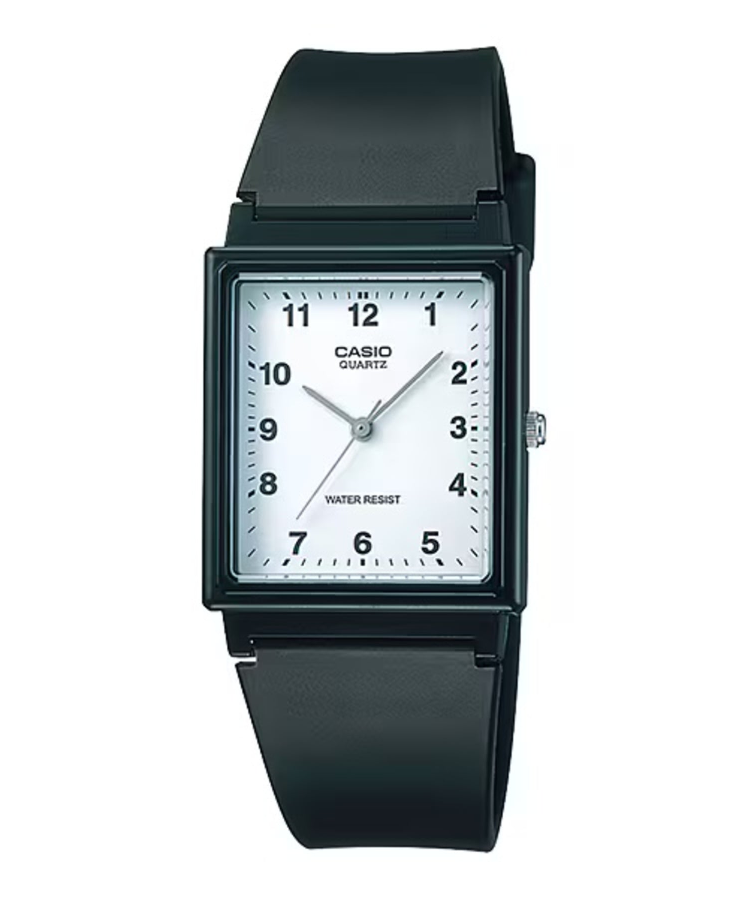 Casio Men Black Rectangular Analog Watch with White Dial - MQ-27-7B