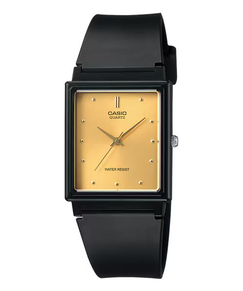 Casio Unisex Black Watch with Gold-Tone Dial - MQ-38-9A