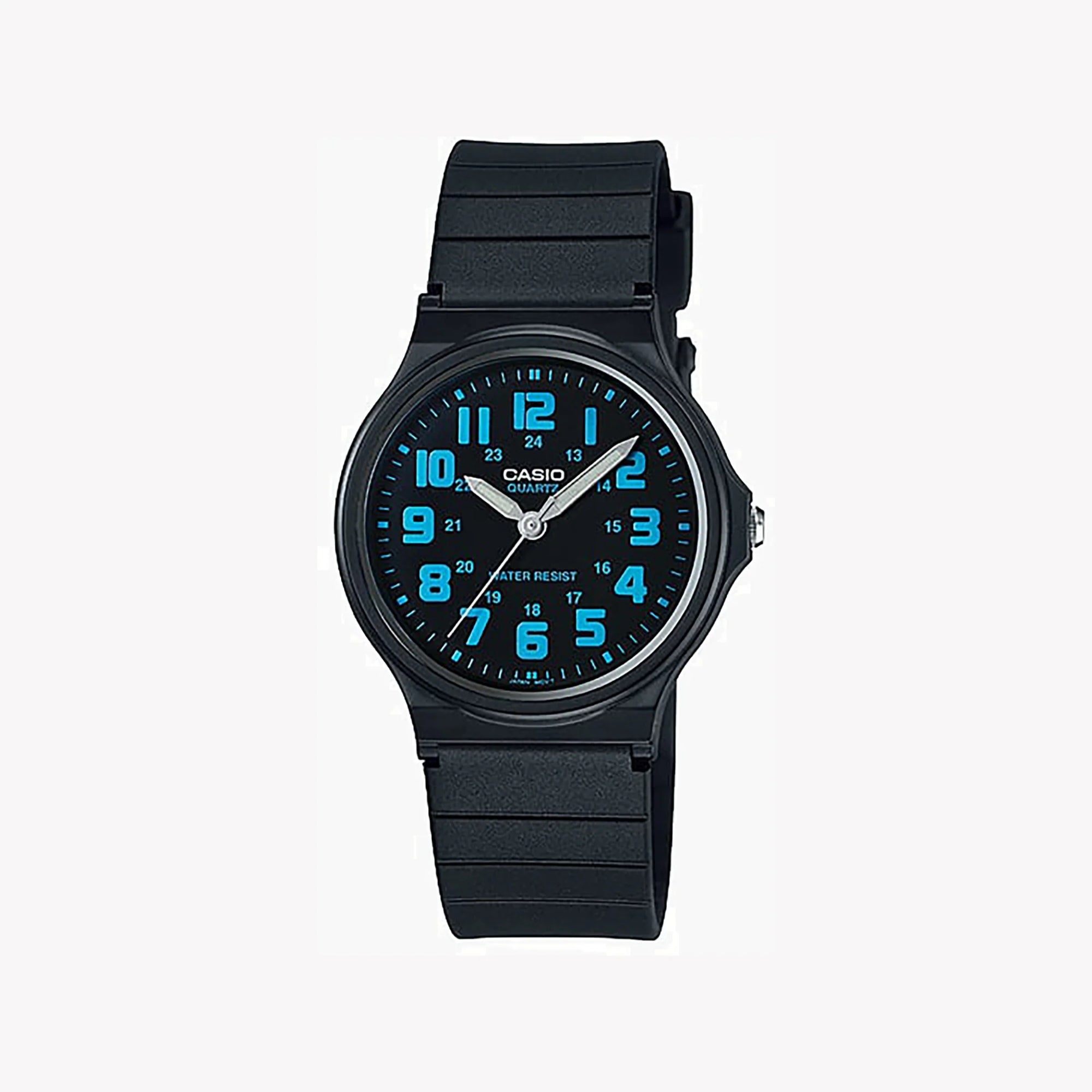 Casio Men Black Analog Watch with Black Dial and Blue Accents - MQ-71-2BDF