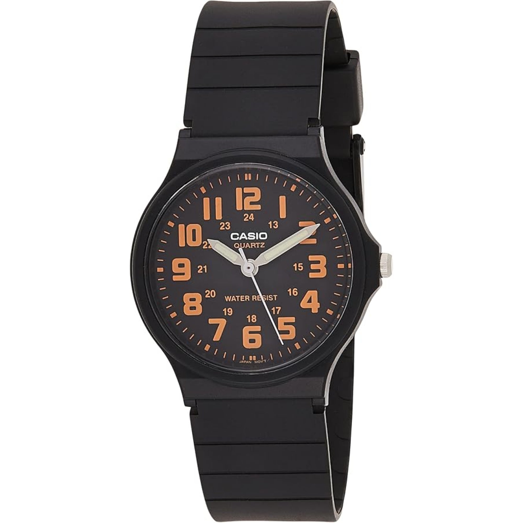 Casio Men Black Analog Watch with Black Dial and Orange Accents - MQ-71-4BDF