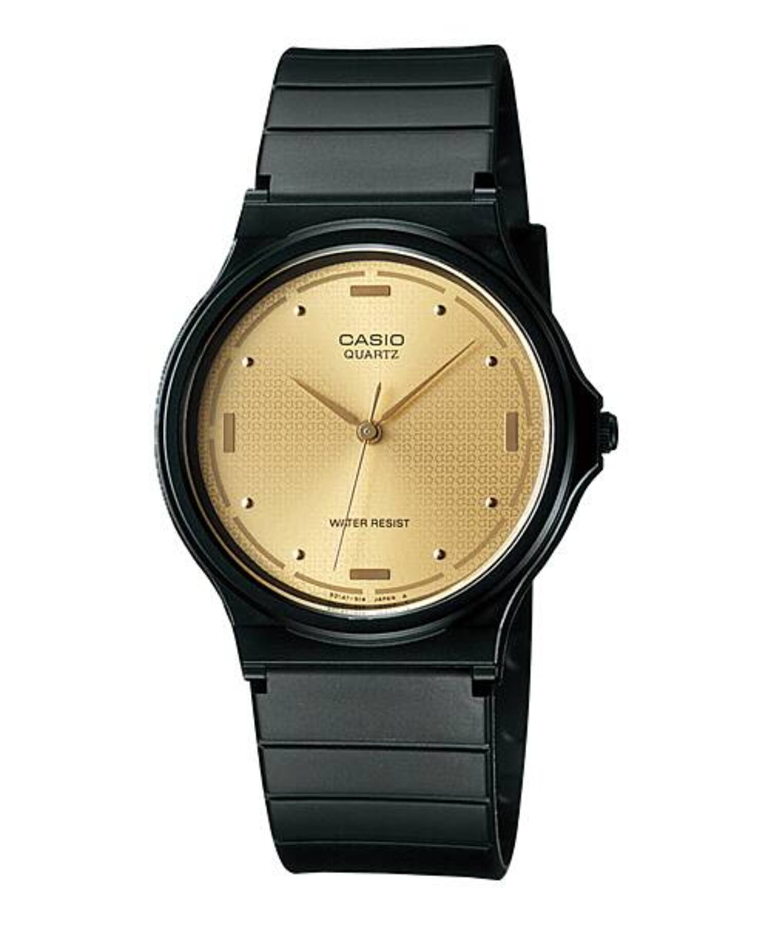 Casio Men Black Analog Watch with Gold Dial - MQ-76-9A