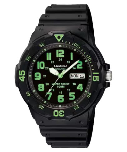 Casio Men Black and Green Analog Sport Watch - MRW-200H-3BV