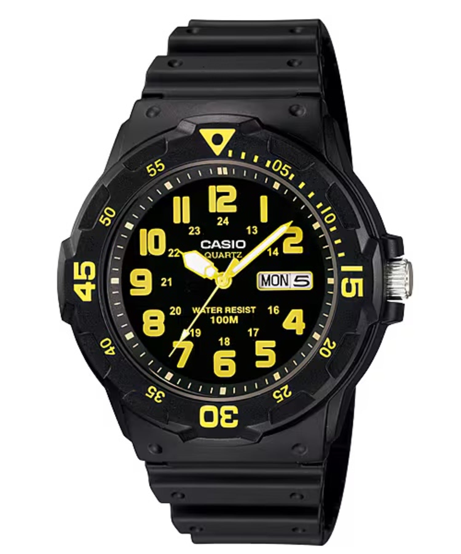 Casio Men Black Watch with Yellow Markers - MRW-200H-9BV