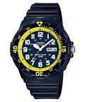 Casio Men Blue and Yellow Dial Black Strap Watch - MTP-MRW-200HC-2BV