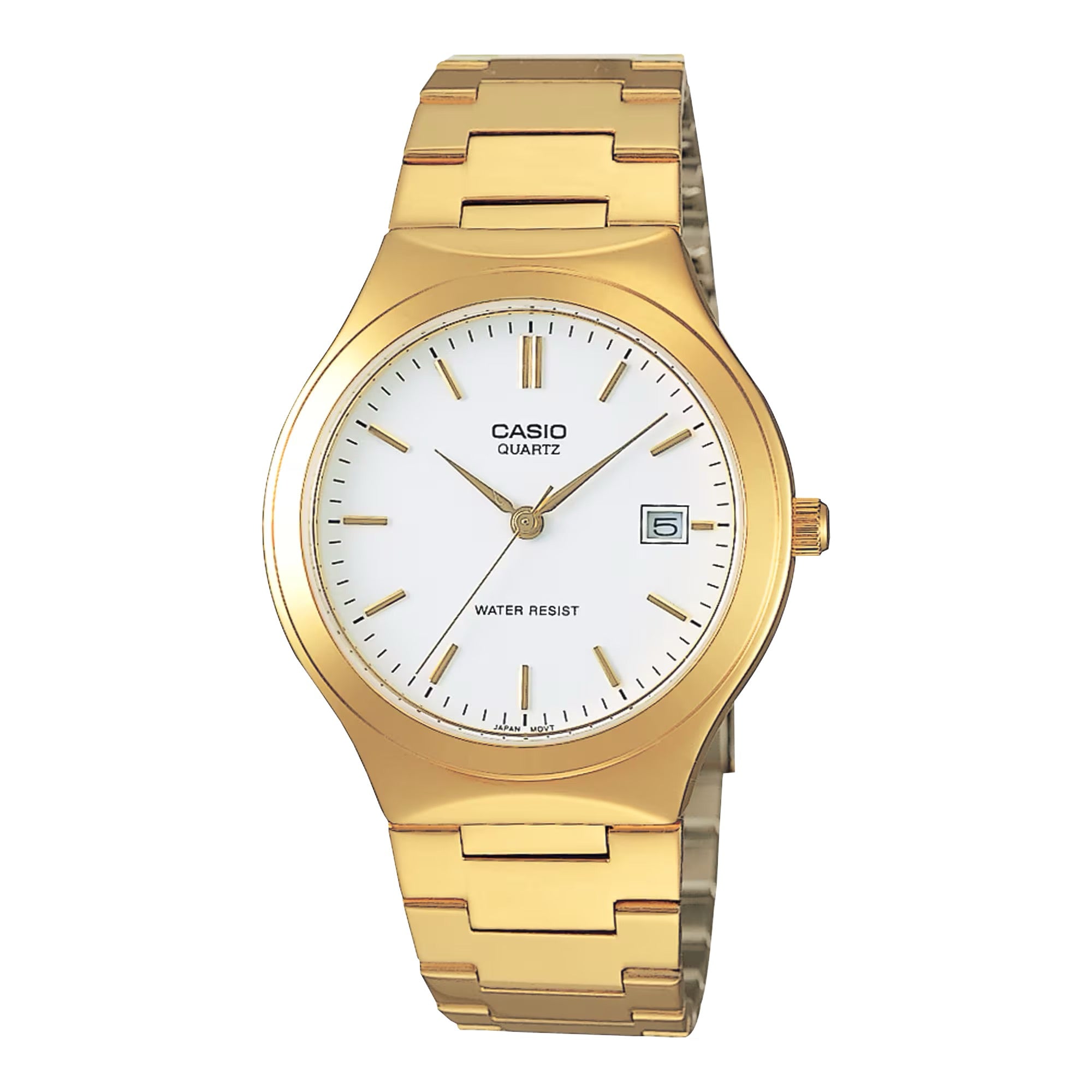 Casio Men Gold-Tone Analog Quartz Watch with White Dial - MTP-1170N-7A