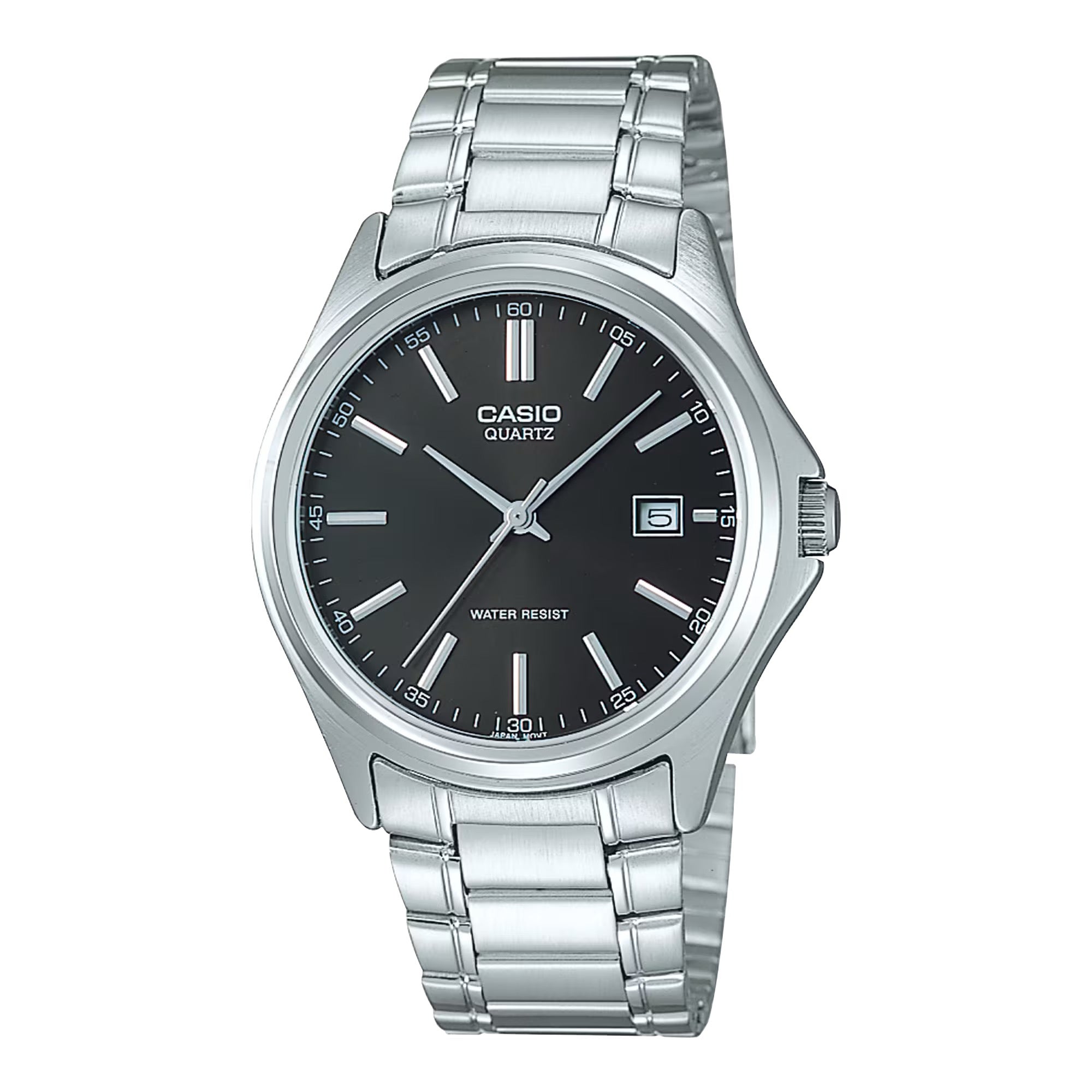 Casio Men Silver Stainless Steel Watch with Black Dial - MTP-1183A-1A