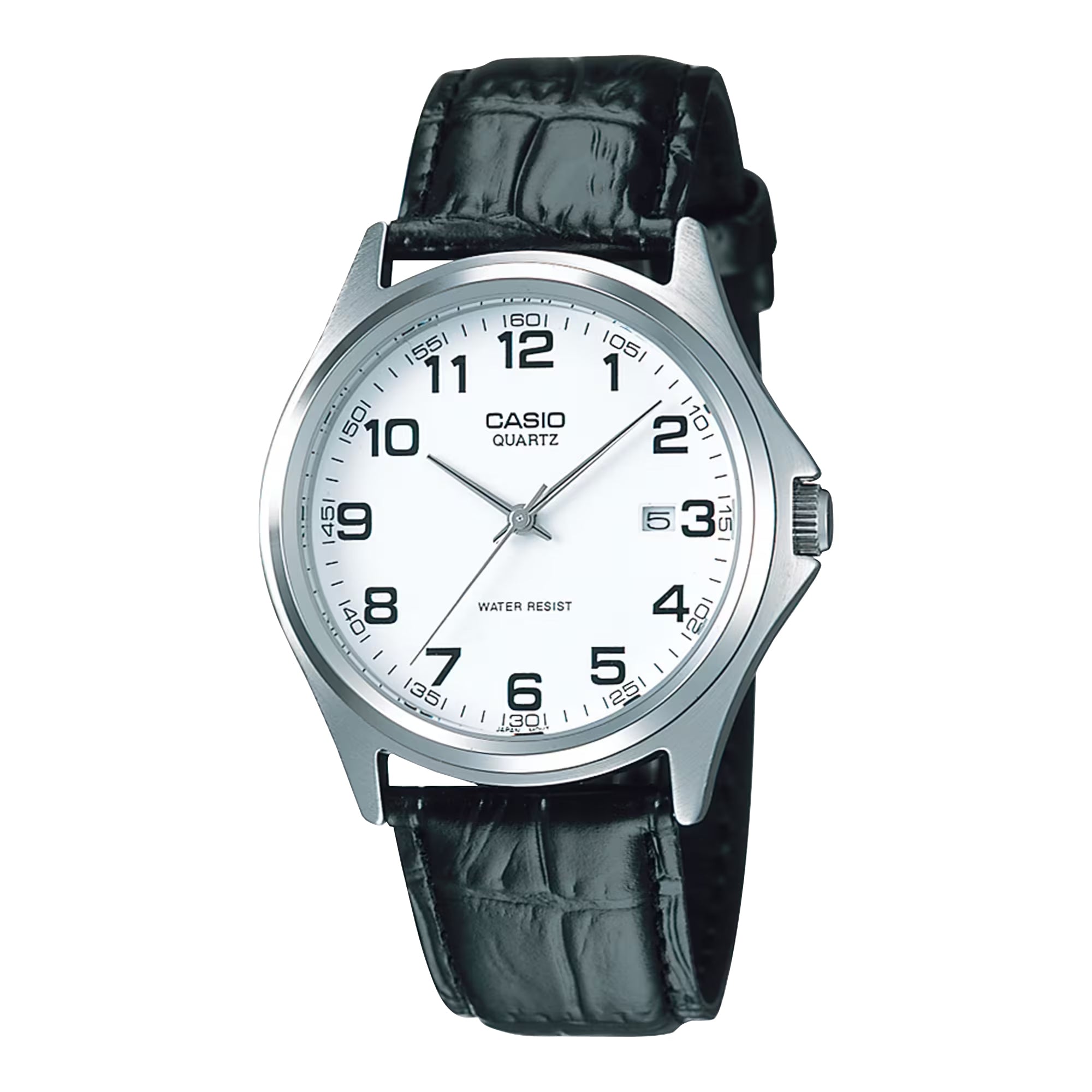 Casio Men Silver Analog Watch with Black Leather Strap - MTP-1183E-7B