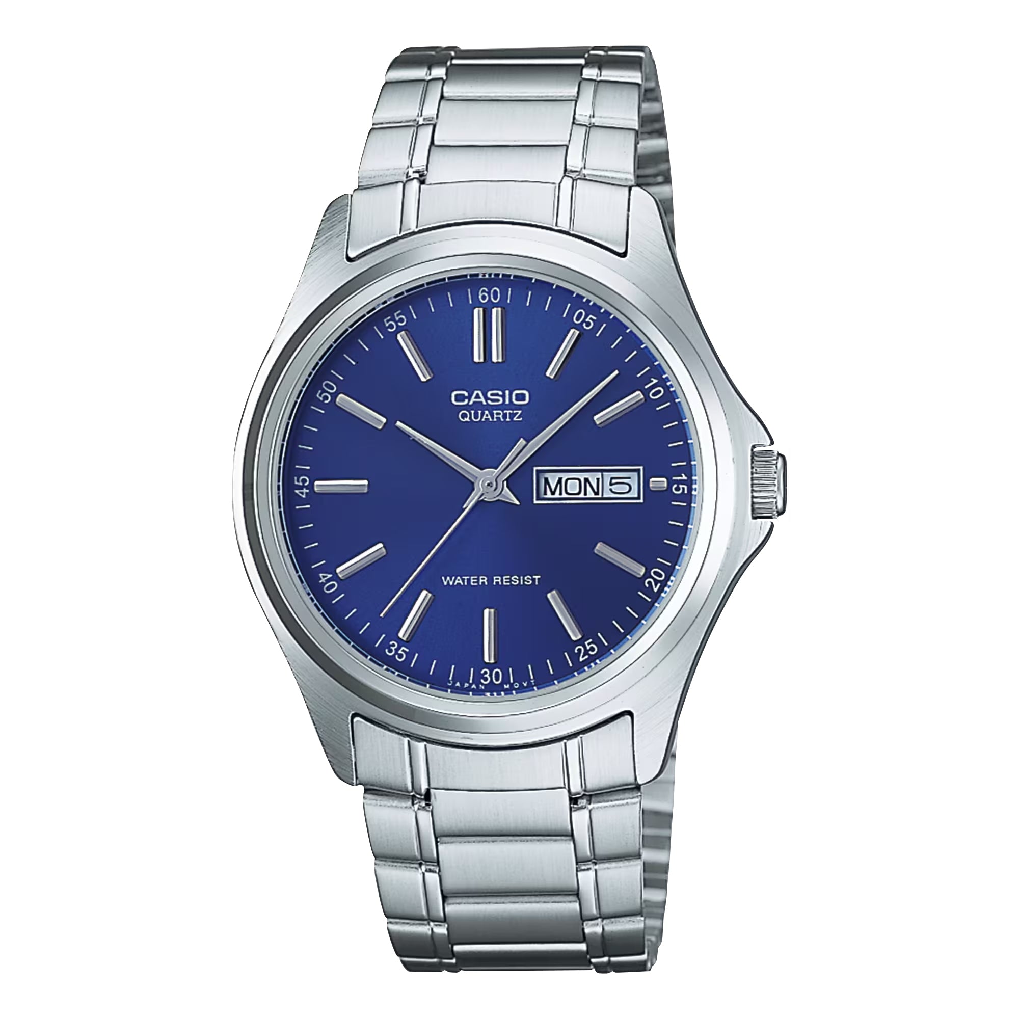 Casio Men Blue Dial Analog Watch with Stainless Steel Bracelet - MTP-1239D-2A