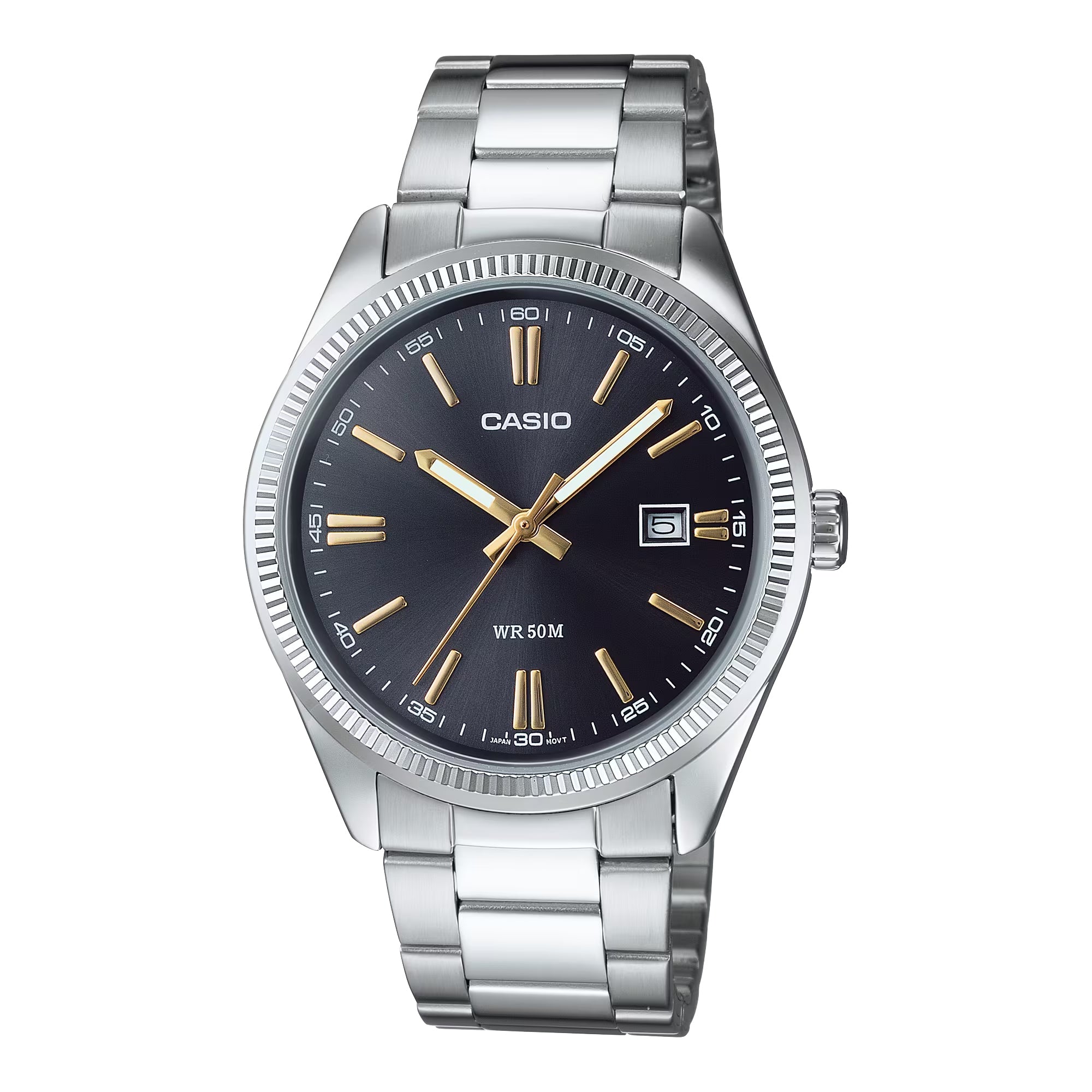 Casio Men Black Dial Analog Watch with Stainless Steel Bracelet - MTP-1302D-1A2V