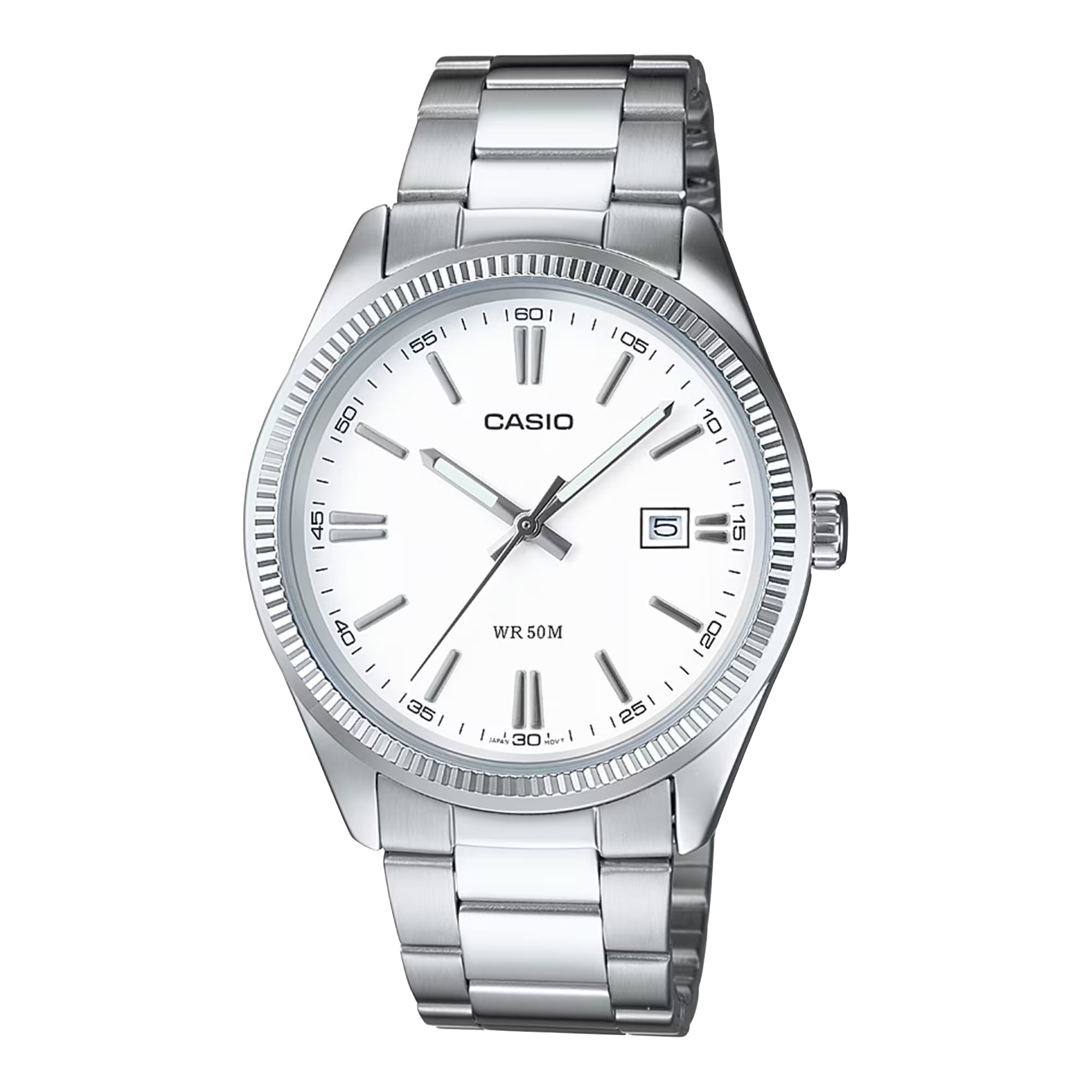 Casio Men Silver Stainless Steel Analog Watch with White Dial - MTP-1302D-7A1V