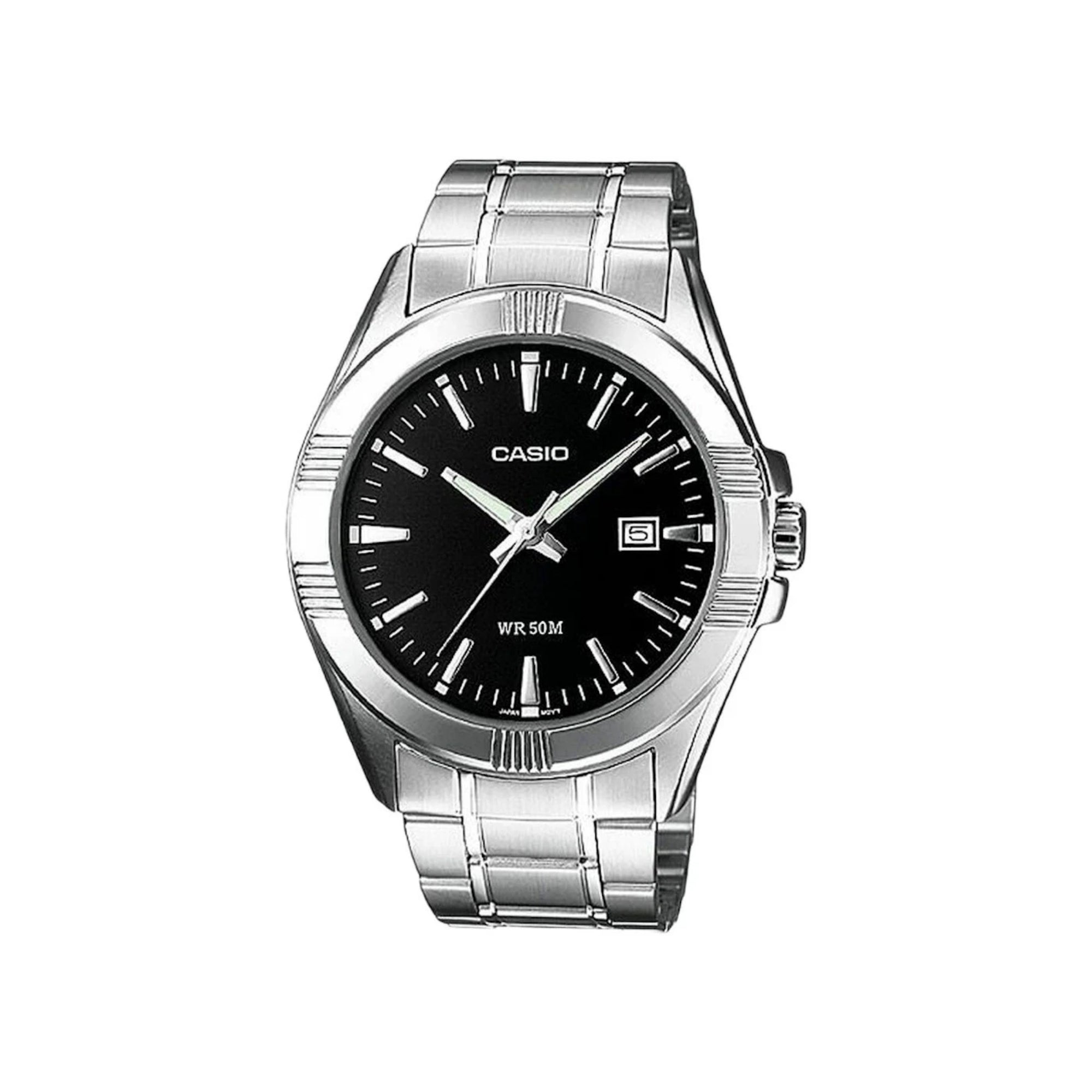 Casio Men Black Dial Analog Watch with Stainless Steel Bracelet - MTP-1308D-1AV