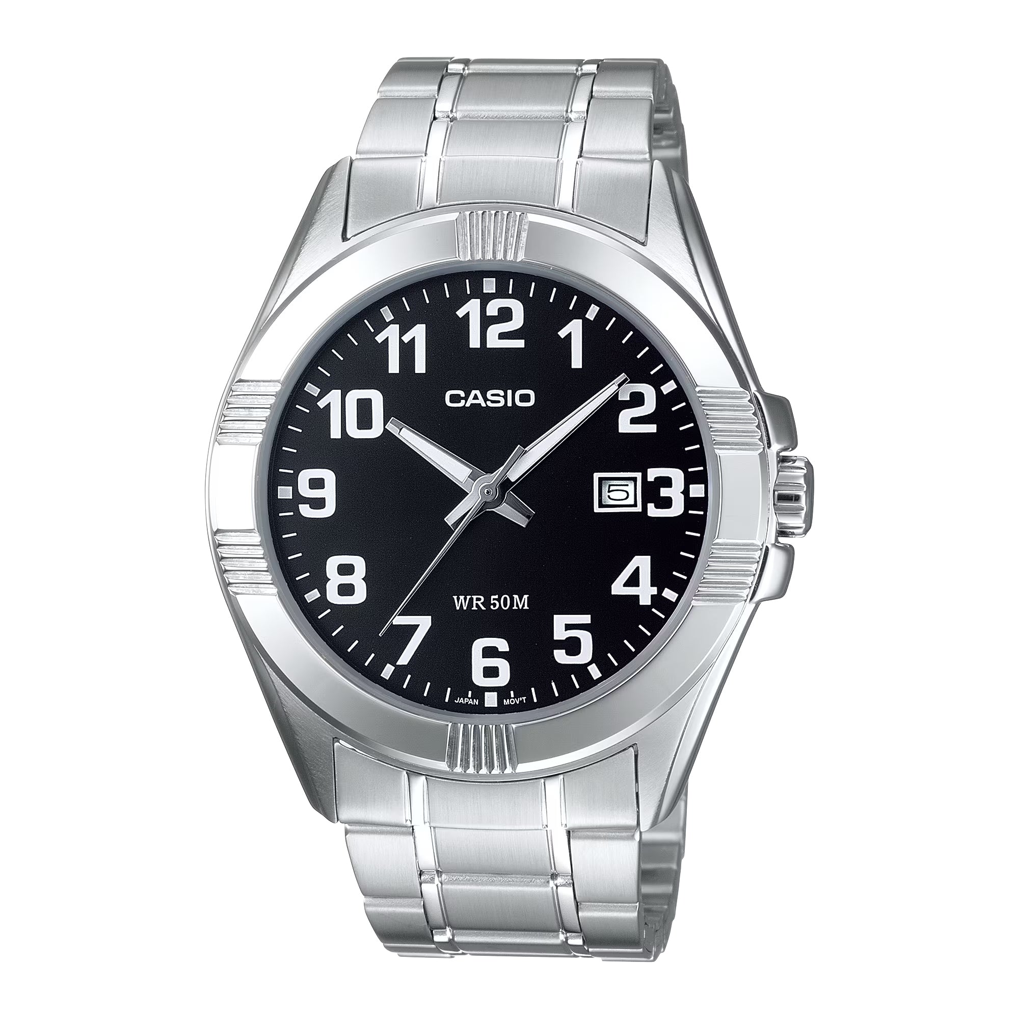 Casio Men Black Dial Analog Watch with Stainless Steel Bracelet - MTP-1308D-1BV
