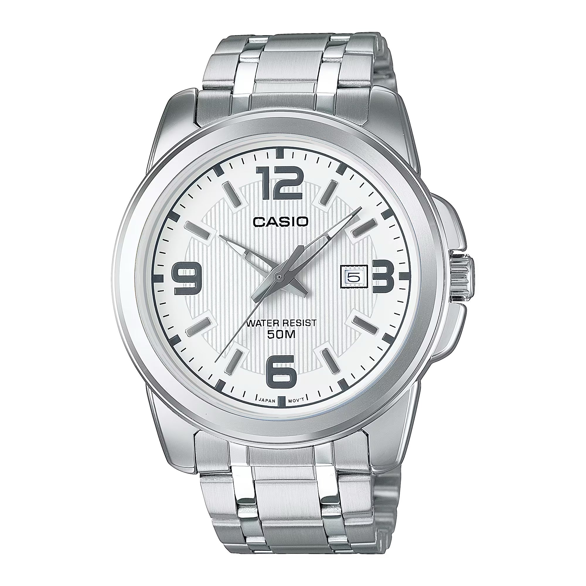 Casio Men White Dial Stainless Steel Bracelet Watch - MTP-1314D-7AV