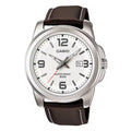 Casio Men White Dial Leather Strap Watch - MTP-1314L-7AV